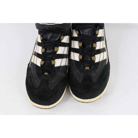 Vintage 90s Adidas Mens 8 Distressed Leather Indoor Soccer Shoes Sneakers Black main image 6